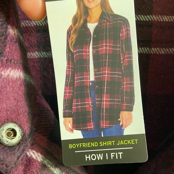 Eddie Bauer Plaid Boyfriend Shirt Jacket in brandy wine XL NWT - Picture 8 of 12